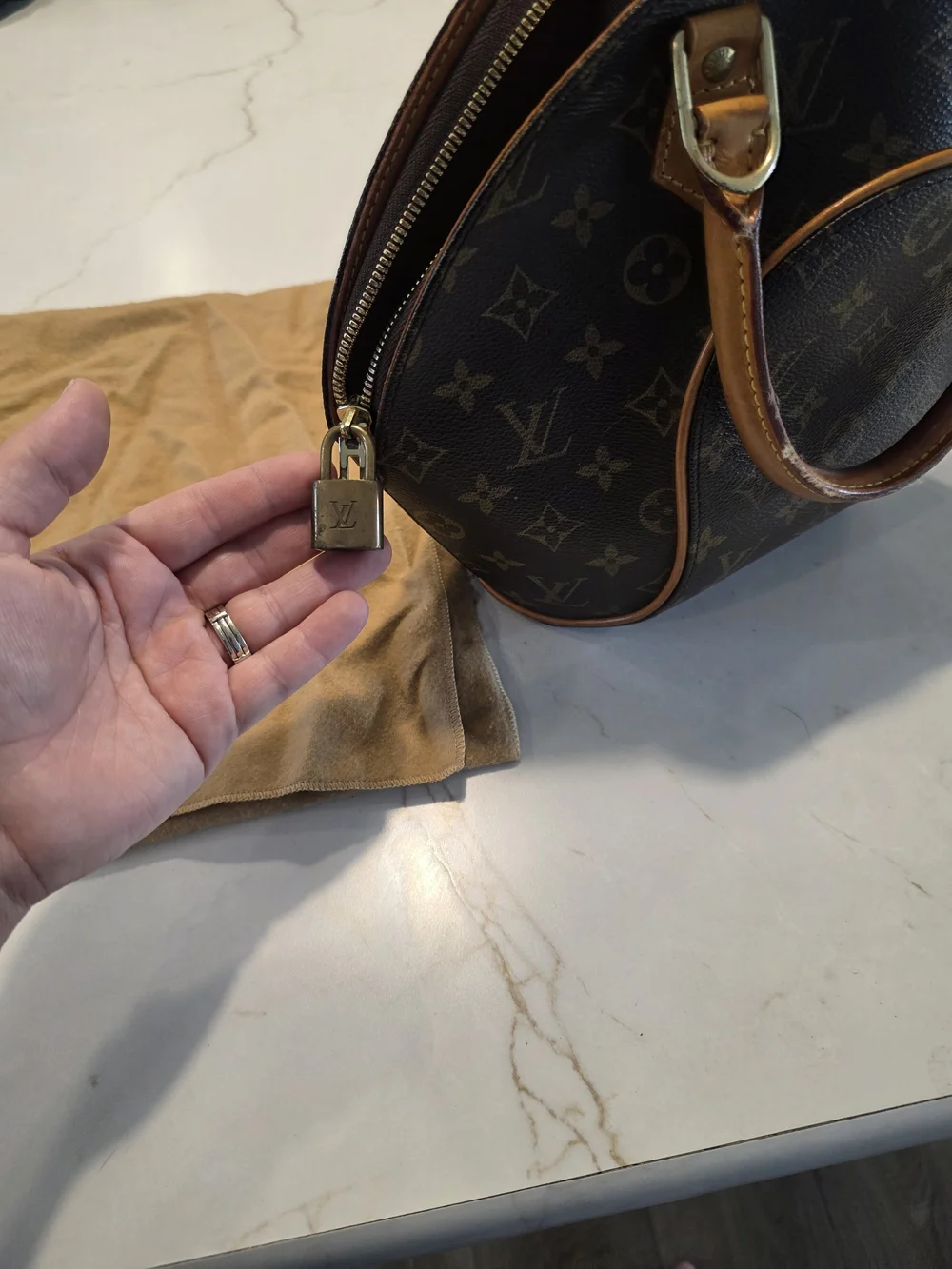 Louis Vuitton Monogram Canvas Round Handbag in Brown